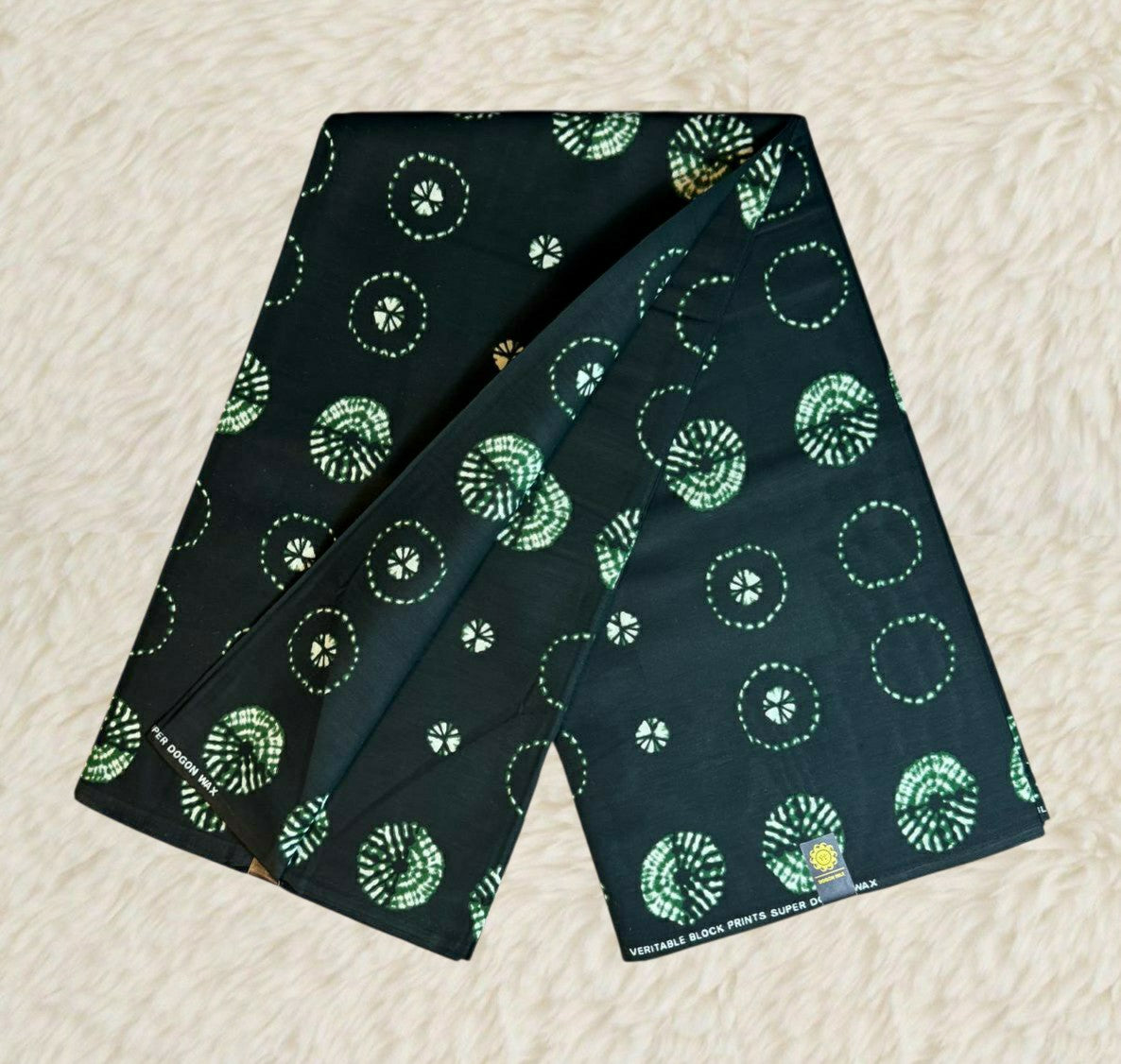 Tissus Wax Africain 6 yards Wax Mali Dogon Wax" Ankara 100% Coton Indigo Verte