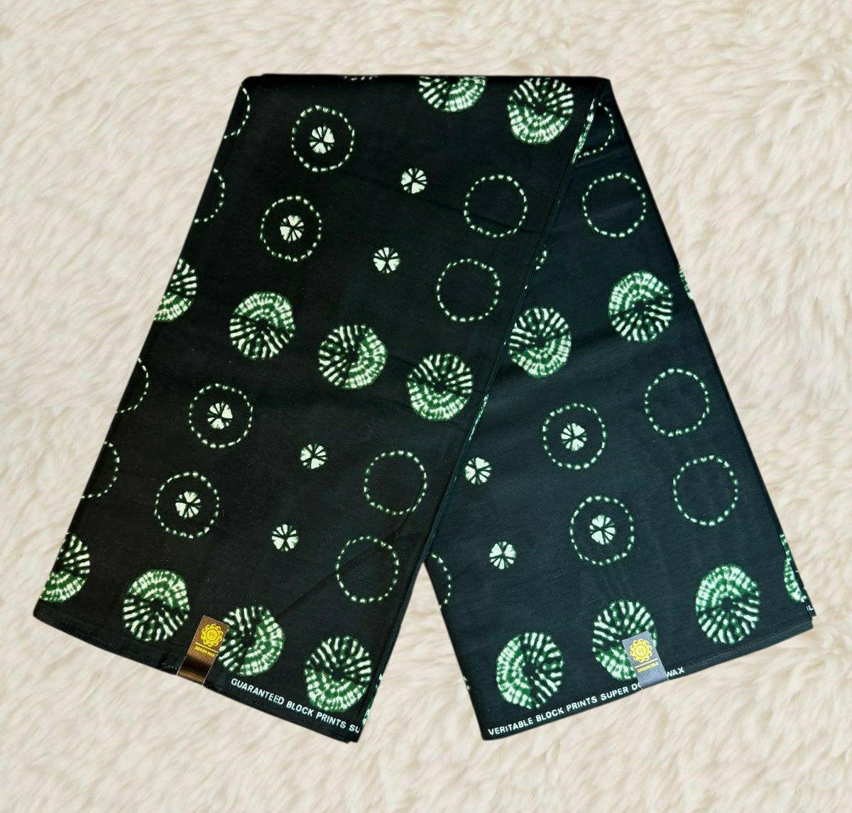 Tissus Wax Africain 6 yards Wax Mali Dogon Wax" Ankara 100% Coton Indigo Verte