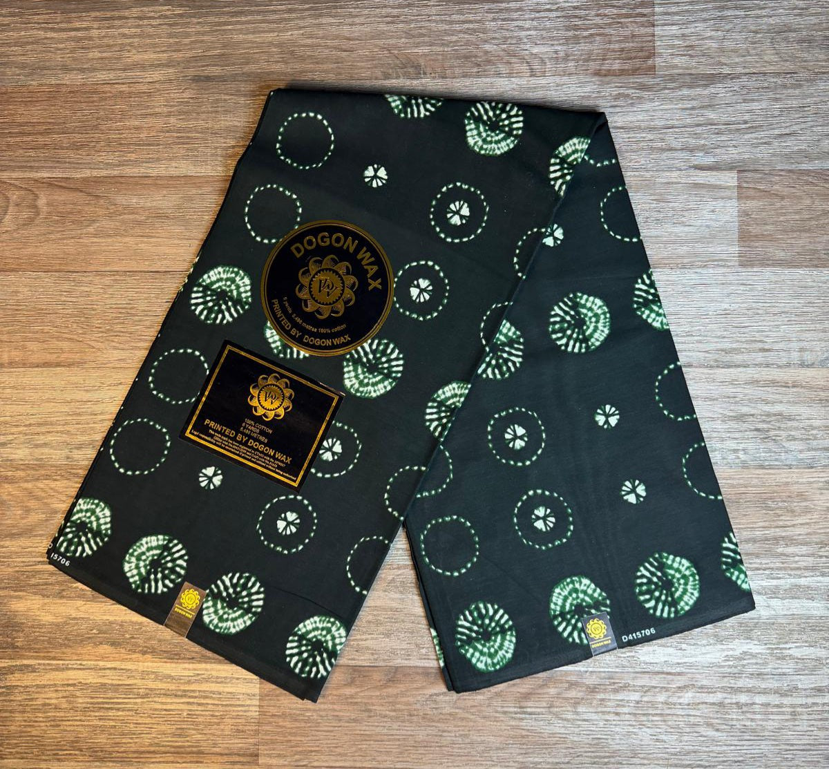 Tissus Wax Africain 6 yards Wax Mali Dogon Wax" Ankara 100% Coton Indigo Verte