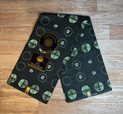 Tissus Wax Africain 6 yards Wax Mali Dogon Wax" Ankara 100% Coton Indigo Verte