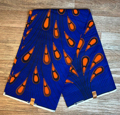 Tissus Wax 1 à 12 yards Wax Africain Wax 100%Coton Ankara Ampoule bleu