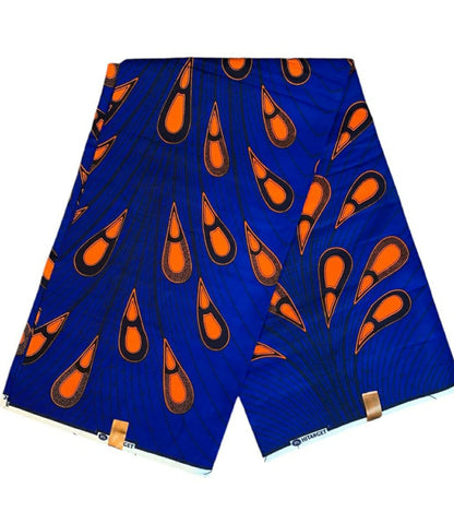 Tissus Wax 1 à 12 yards Wax Africain Wax 100%Coton Ankara Ampoule bleu