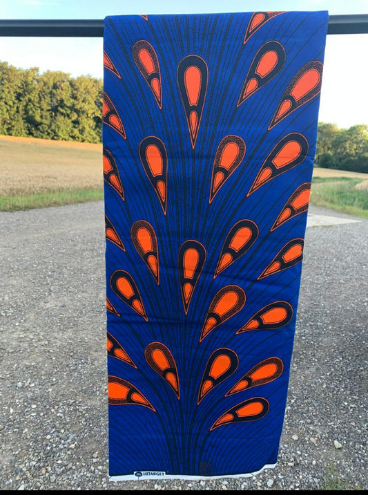 Tissus Wax 1 à 12 yards Wax Africain Wax 100%Coton Ankara Ampoule bleu