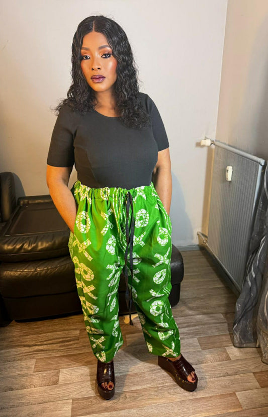 Pantalon Femme Wax Africain OX  Palazzo Pants Coupe Droite