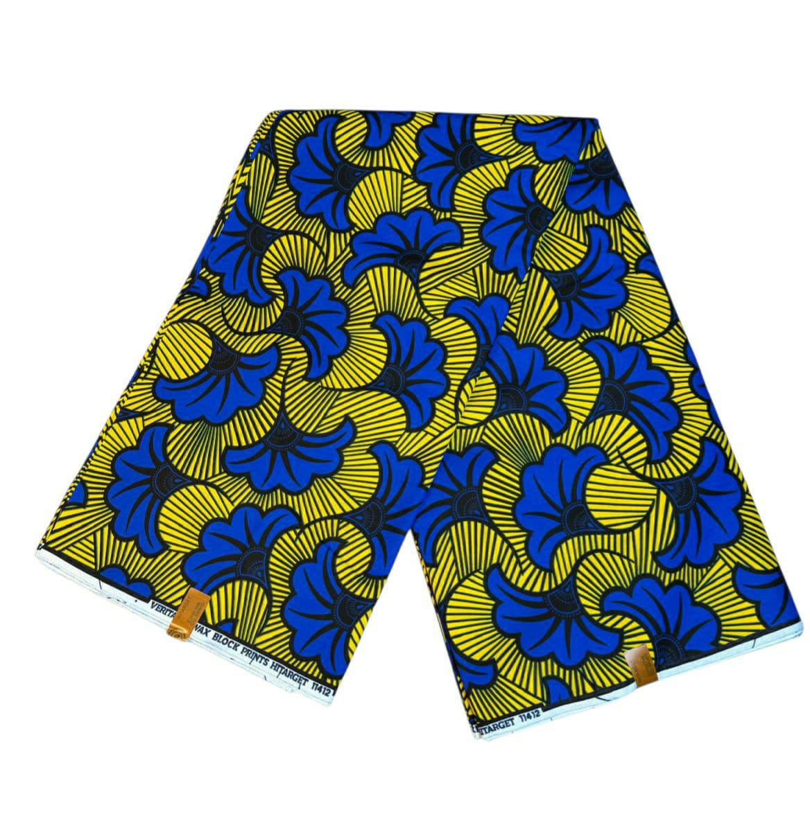 Tissus Wax 1 a 12 yards Wax Africain Wax 100% Coton Fleur de Mariage Bleu Jaune