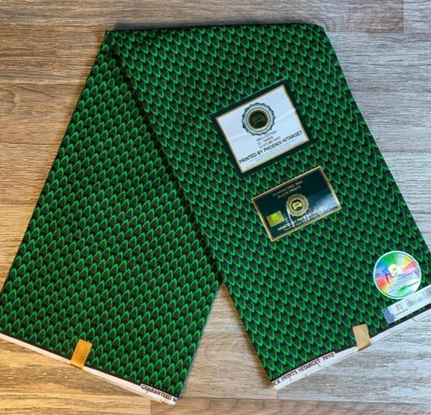 Tissus Wax 1 a 12 yards Wax Africain Wax 100% Coton Écailles Vert