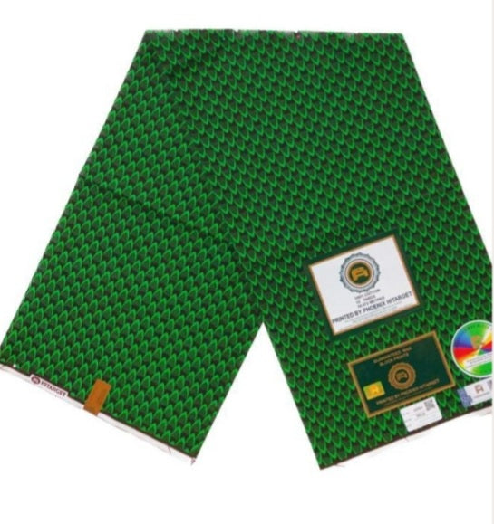 Tissus Wax 1 a 12 yards Wax Africain Wax 100% Coton Écailles Vert