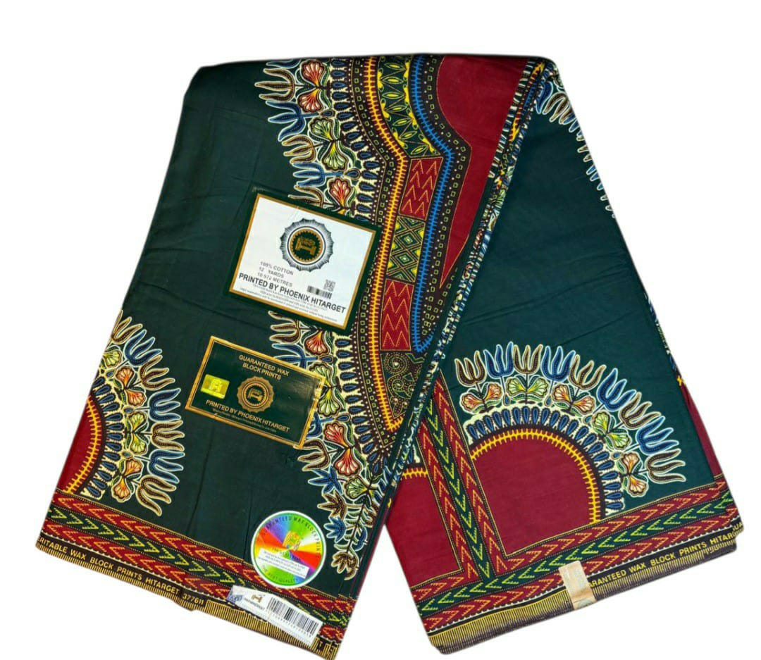 Tissus Wax 1 a 12 yards Wax Africain Wax 100% Coton Dashiki Vert