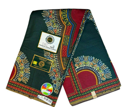 Tissus Wax 1 a 12 yards Wax Africain Wax 100% Coton Dashiki Vert