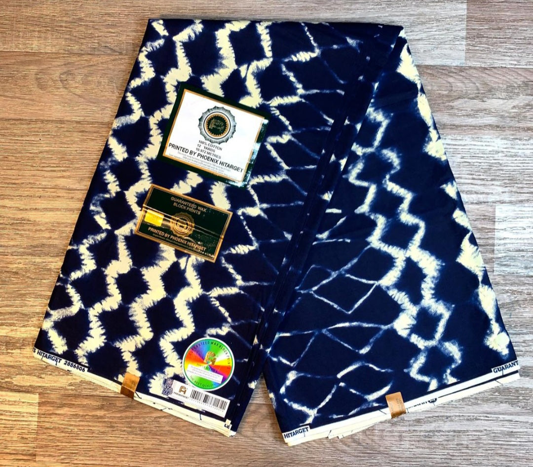 Tissus Wax 1 a 12 yards Wax Africain Wax 100% Coton Vieux Indigo