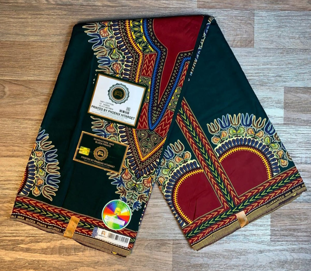 Tissus Wax 1 a 12 yards Wax Africain Wax 100% Coton Dashiki Vert