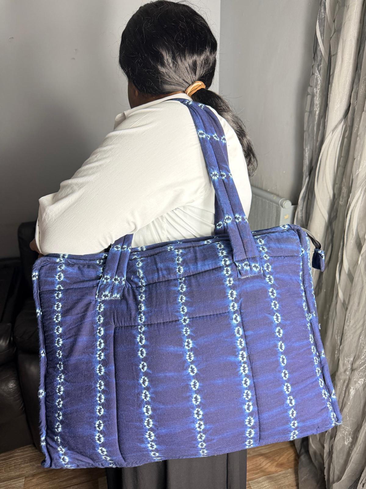 Sac Matelassé Indigo Ankara,  Pour Femme Batik Wax Africain Coton