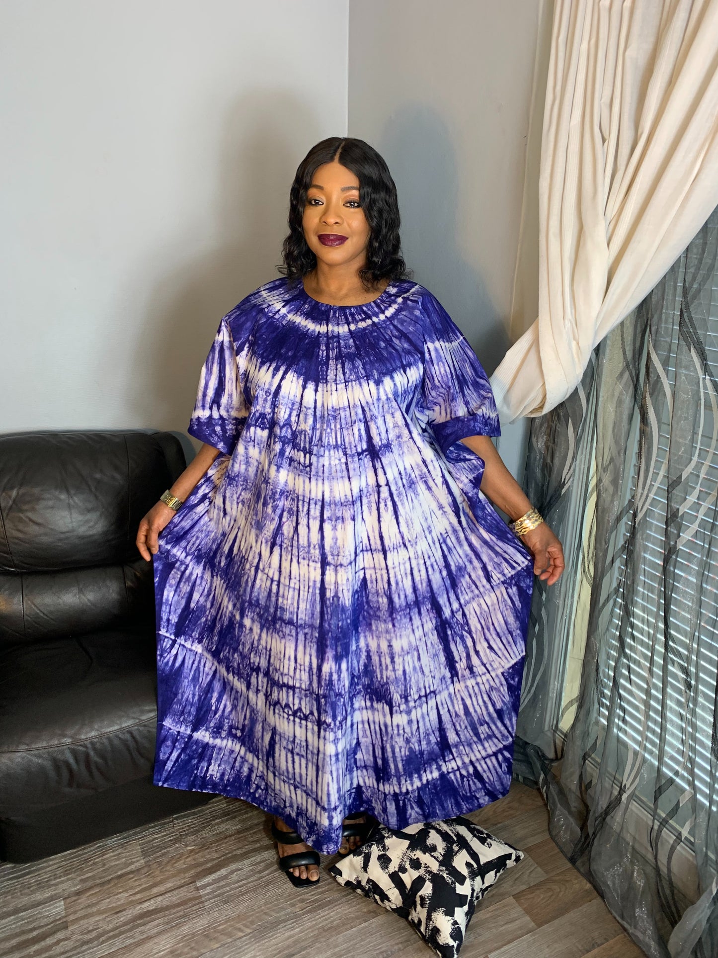 Robe Longue Boubou Batik Bleu