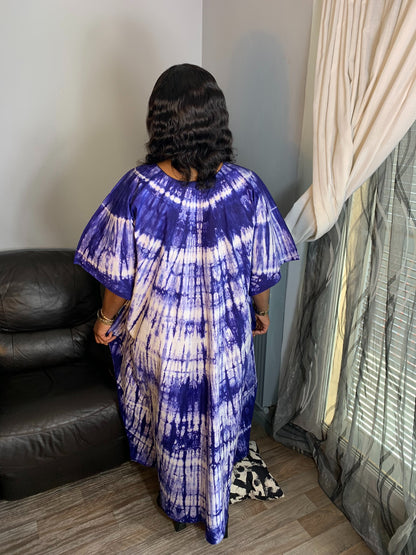 Robe Longue Boubou Batik Bleu