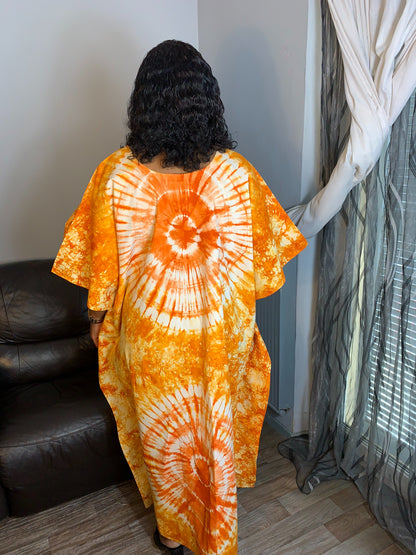 Orange Batik Boubou Long Dress