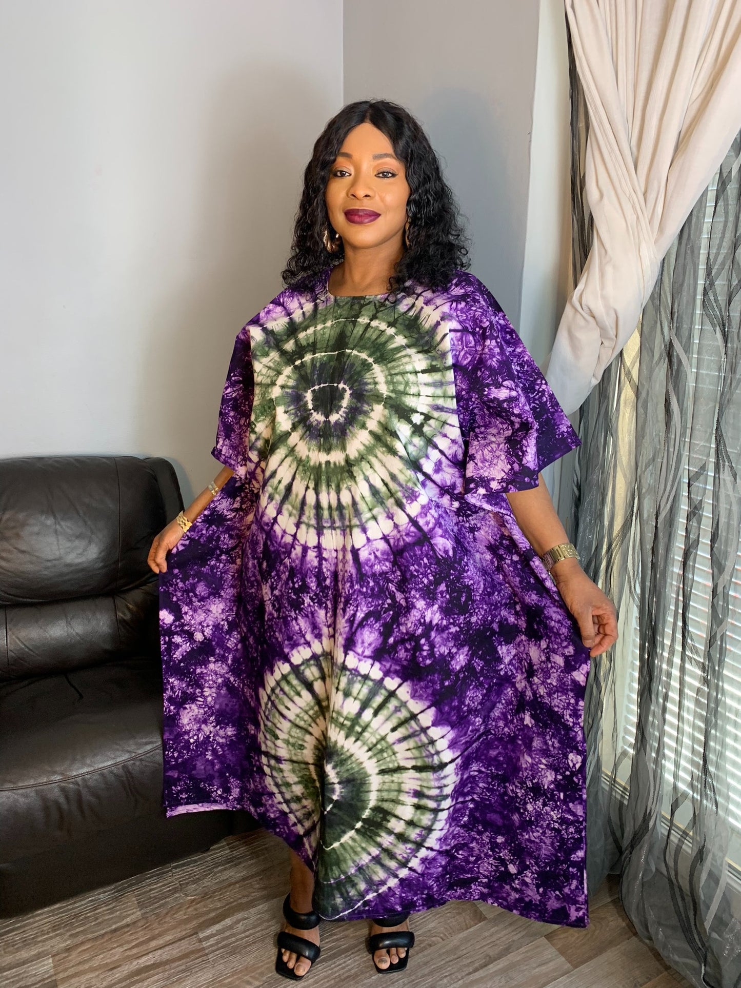 Boubou Batik Long Dress Purple