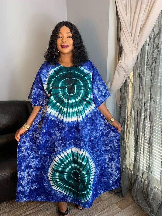 Robe longue  batik Bleu