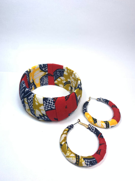 Super Wax Pattern Earrings Bracelet Set