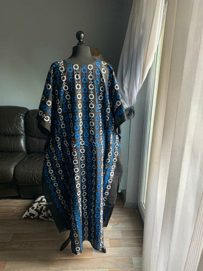 Robe Longue Batik Bleu et noir Artistique