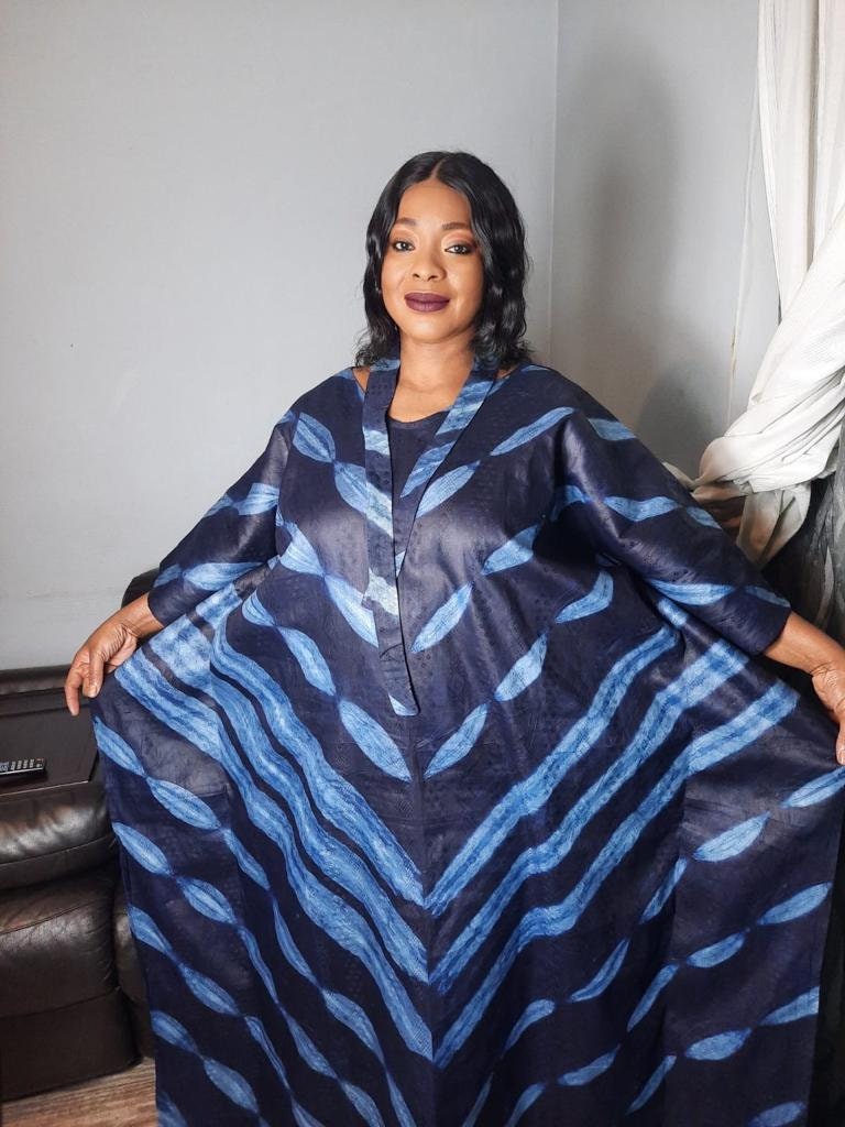 Boubou Bazin Indigo  Tye And Dye  Adire Bazin Coton