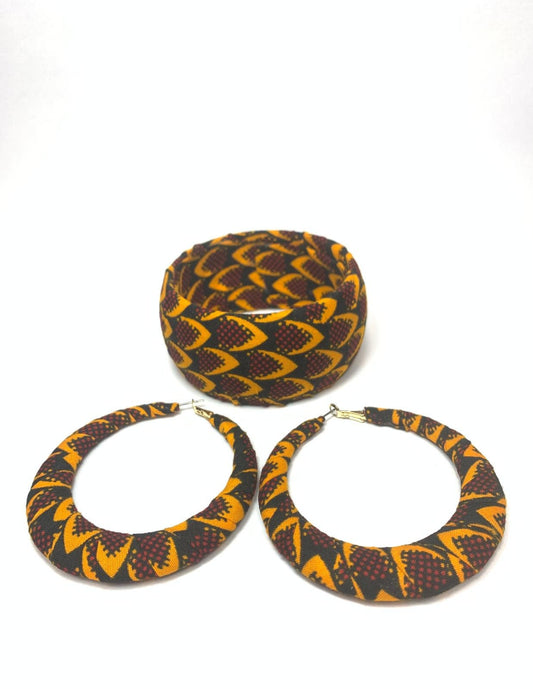 Yellow Tiger Claw Pattern Earrings Bracelet Set