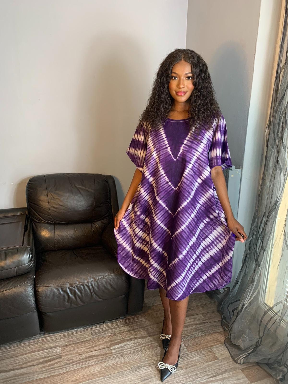 Robe Violette Kampala Adire