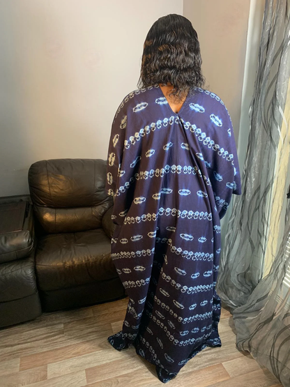 Robe Boubou Indigo Bleu Tye And Dye Adire