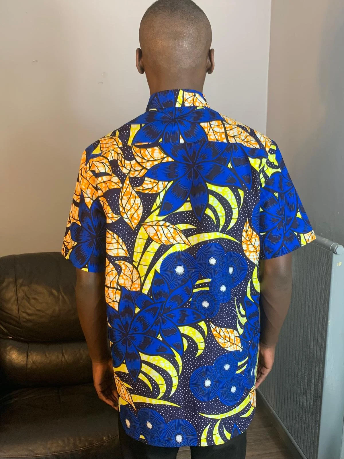 Men's Blue Shirts with Collar, Wax Shirts, Ankara Shirts