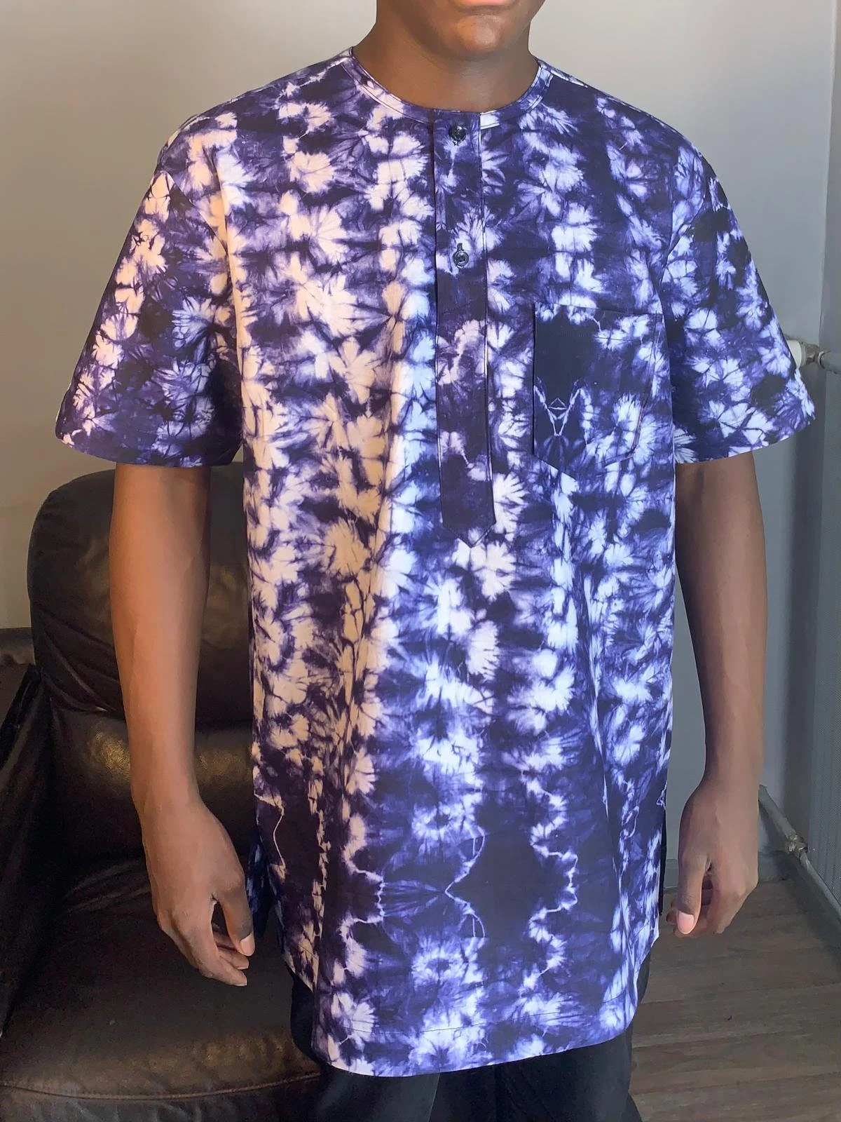 Chemise Indigo Africain Batik Adire Kampala