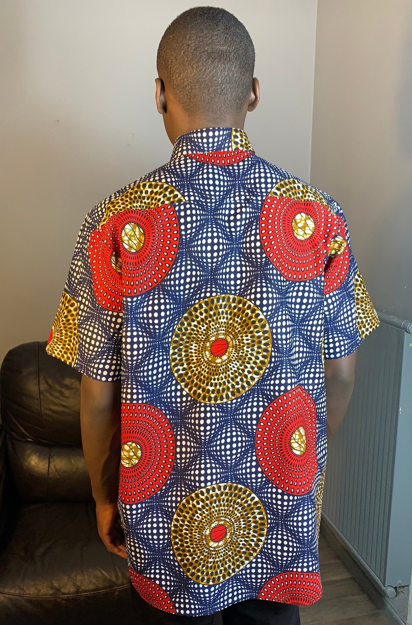 Men's Shirts with Blue Collar, Wax Shirts, Ankara Shirts